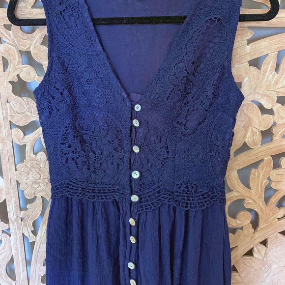 Moral Fiber Dresses & Skirts - Navy Blue Crochet Maxi